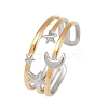 304 Stainless Steel Double Color Cuff Rings RJEW-S635-01GP-21-4