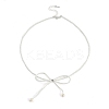 Resin Pearl Beaed Bowknot Pendant Necklaces for Women NJEW-K386-02B-P-2