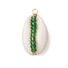 6Pcs 6 Styles Natural Cowrie Shell & Glass Seed Beads Pendants PALLOY-JF02759-04-3