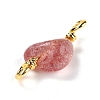 Natural Strawberry Quartz Links Connectors G-K316-02J-G-RS-3