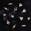 20Pcs 5 Styles Brass Clear Cubic Zirconia Connector Charms KK-BBC0002-19-4