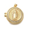 Brass Micro Pave Clear Cubic Zirconia Locket Pendants KK-D431-031C-G-1