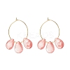 Synthetic Other Watermelon Stone Glass Teardrop Beaded Hoop Earrings EJEW-JE04787-01-1