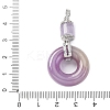 Dyed Natural Myanmar Jade Flower Column Donut Pendants KK-Q050-04-4