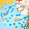 Ocean Themed Spray Painted Wood European Beads WOOD-TA0002-63-6