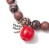 Teachers' Day Thank You 8mm Round Natural Rhodonite Stretch Bracelets BJEW-JB10432-01-3
