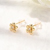 Brass Micro Pave Clear Cubic Zirconia Flower Stud Earrings EJEW-C158-17B-G-2