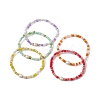 Grass Seed & Natural Pearl Beaded Stretch Bracelets for Women BJEW-JB09705-4