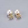 Brass Micro Pave Clear Cubic Zirconia Stud Earrings EJEW-K083-07G-1