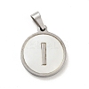 304 Stainless Steel with White Shell Pendants STAS-G268-01I-P-2