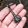 Alloy Viking Hammer Pendant Imitation Leather Cord Necklaces for Men FS-WGE3E04-01-4