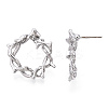Rack Plating Alloy Wire Wrapped Ring Stud Earrings with 925 Sterling Silver Pins for Women EJEW-T013-03P-2