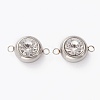 Stainless Steel Color Plated 304 Stainless Steel Pave Cubic Zirconia Links Connectors STAS-I169-02P-01-1