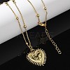 Brass Heart Pendant Necklaces for Women LS-NJEW-U020-02G-3