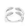 Clear Cubic Zirconia Snake Open Cuff Rings RJEW-G287-02P-3