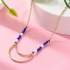 304 Stainless Steel & Blue Glass Beads Pendant Necklaces for Women NJEW-A045-26A-G-2