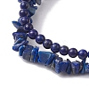 Chip & Round Natural Lapis Lazuli Beaded Stretch Bracelets for Women BJEW-JB10189-07-4