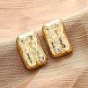 Rectangle Brass Micro Pave Cubic Zirconia Stud Earrings EJEW-R025-21G-2