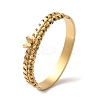 Stainless Steel 2 Lines Butterfly Hinged Bangles for Women BJEW-G719-21G-1