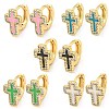 Cross Real 18K Gold Plated Brass Hoop Earrings EJEW-L269-072G-1