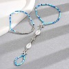 Bohemian Style Alloy Starfish & Plastic Shell Shape & Glass Seed Beaded Stretch Double Layer Toe Ring Anklets for Women FS-WG2BCD2-01-3