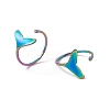 Ion Plating(IP) 201 Stainless Steel Whale Tail Shape Open Cuff Ring for Women RJEW-C045-09M-4