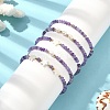5Pcs 5 Style Natural Amethyst & Pearl & Shell Star Beaded Stretch Bracelets Set BJEW-JB09495-04-6