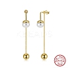 925 Sterling Silver Round Tassel Stud Earrings EJEW-D326-03G-2
