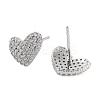 Rack Plating Heart Brass Stud Earrings EJEW-N055-41P-RS-2