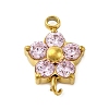 304 Stainless Steel Micro Pave Cubic Zirconia Flower Connector Charms STAS-U042-01G-01-1