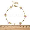 304 Stainless Steel & Synthetic Stone Daisy Flower Chain Anklets for Women LS-AJEW-B031-01G-01-5
