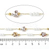 10M Ion Plating(IP) 304 Stainless Steel & ABS Plastic Pearl Bead & Butterfly Glass Link Chains CHS-G035-04G-03-2
