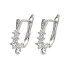 Brass Micro Pave Clear Cubic Zirconia Hoop Earring Findings KK-Z143-05P-1