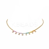 Brass Teardrop Pendant Necklace with Glass Seed Beaded for Women NJEW-JN04227-4