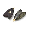 Brass & Natural Dragon Blood & Cubic Zirconia Pendants GG-CBAD360-20G-07-2