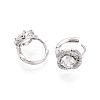 Brass Micro Pave Clear Cubic Zirconia Flower Hoop Earrings EJEW-T048-43P-3