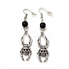 Halloween Alloy Skull Dangle Earrings LS-EJEW-K316-01C-AS-2