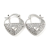 Heart Shape Brass Micro Pave Clear Cubic Zirconia Thick Hoop Earrings EJEW-Q785-02P-1