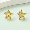 Brass Micro Pave Clear Cubic Zirconia Stud Earrings EJEW-A145-03D-G-1