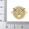 Rack Plating Brass Micro Pave Clear Cubic Zirconia Flat Round Connector Charms KK-A234-040G-03-3