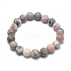 Natural Zebra Jasper Round Beaded Stretch Bracelets Set BJEW-FS0001-05-2