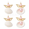 4Pcs Natural Clam Shell & Glass Angel Pendants PALLOY-MZ00717-02-S-1
