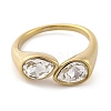 Ion Plating(IP) 304 Stainless Steel Rhinestone Teardrop Cuff Open for Women RJEW-N046-04K-G-2