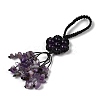 Flower Natural Amethyst Braided Thread Pendant Decorations HJEW-K046-04E-3