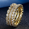 3Pcs 3 Styles Brass Micro Pave Clear Cubic Zirconia Finger Rings for Women FS-WG3CB6F-02-1