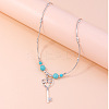 Alloy with Synthetic Turquoise Pendant Necklaces FS-WG9418F-01-4