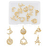 12Pcs 6 Style Brass Micro Pave Clear Cubic Zirconia Charms KK-FW0001-11-1