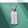 Texture Rectangle with Cross 304 Stainless Steel Pendant Necklaces NJEW-H059-12P-3