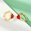 Heart Brass Enamel Hoop Earrings LS-EJEW-S277-03G-1