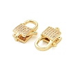 Square Brass Micro Pave Clear Cubic Zirconia Lobster Claw Clasps KK-I354-01G-06-2